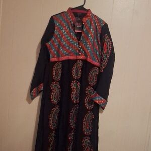 Black and Multicolor Paisley Dress